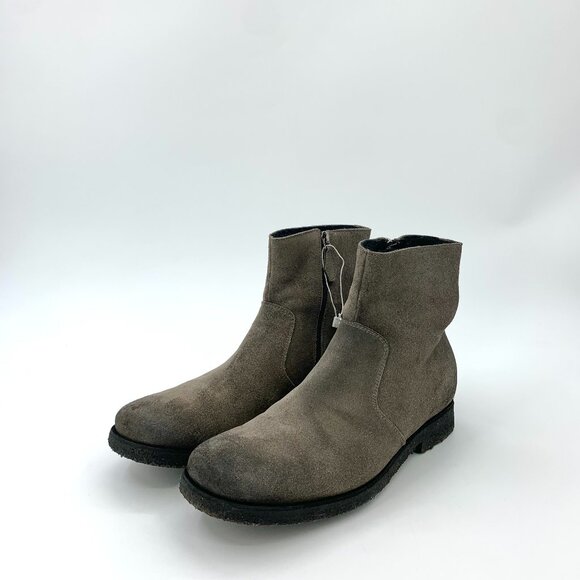H9618 Prada 40 Gray Suede Zippered Mid-Tube Boots 95 New Slightly Weared - Picture 1 of 9